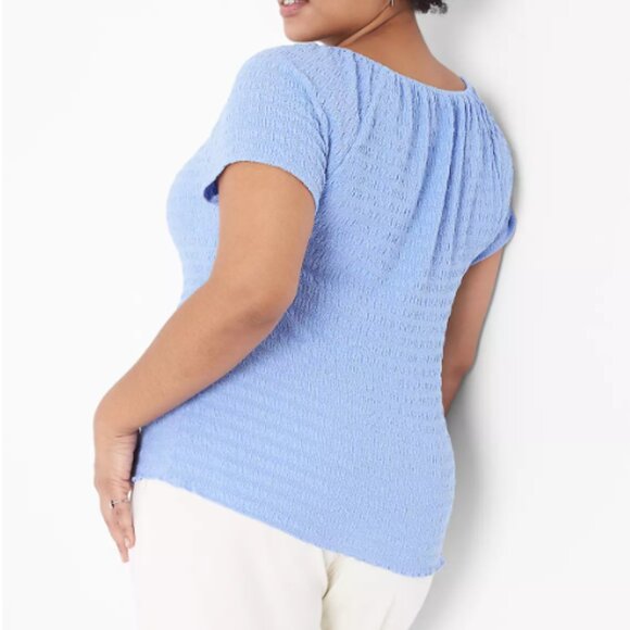 Lane Bryant Hydrangea Cap Sleeve Lavender Top 14 16 - Picture 3 of 3